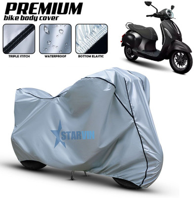 Starvin Waterproof Two Wheeler Cover for Bajaj(Chetak, Silver, Black)