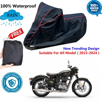 OliverX Waterproof Two Wheeler Cover for Royal Enfield(Standard 350, Black, Red)