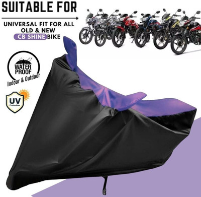 MADAFIYA Waterproof Two Wheeler Cover for Honda, Universal For Bike(CB Shine, Purple, Black)