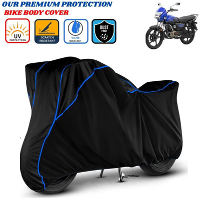 Delphinium Waterproof Two Wheeler Cover for TVS(Radeon, Black, Blue)