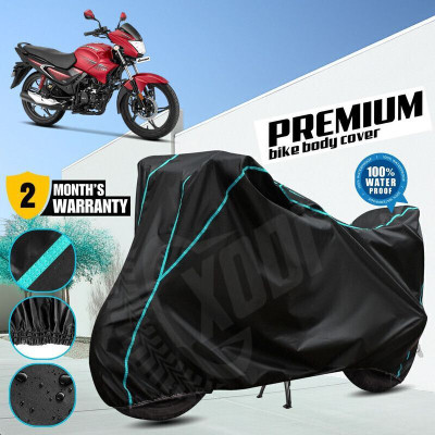 xodi Waterproof Two Wheeler Cover for Hero(Glamour BS6, Black, Blue)