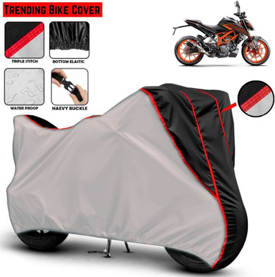 Mwiss Waterproof Two Wheeler Cover for KTM(125 Duke, Silver, Black)