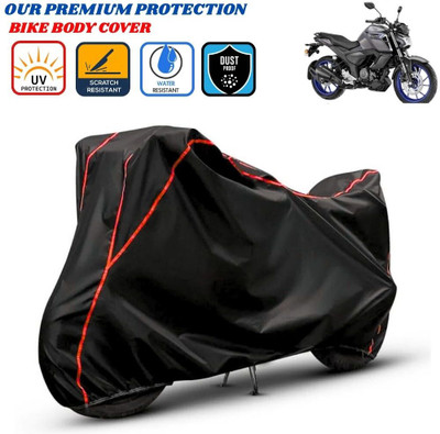 Delphinium Waterproof Two Wheeler Cover for Yamaha(FZS-FI V3 BS6, Black, Red)