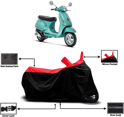 Amexride Two Wheeler Cover for Piaggio(Vespa LX, Red)
