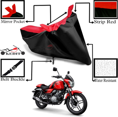 KEDIT Two Wheeler Cover for Bajaj(V12, Red, Black)