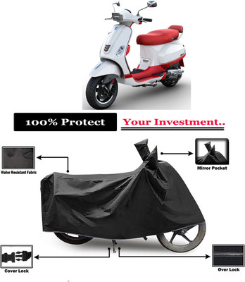 Amexride Two Wheeler Cover for Vespa(Vespa VXL, Black)