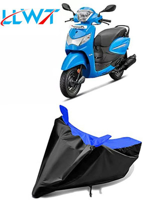 MJD Waterproof Two Wheeler Cover for Hero(MotoCorp Pleasure Plus, Black, Blue)