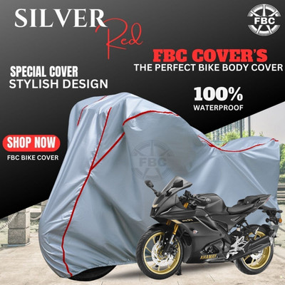 AutoGalaxy Waterproof Two Wheeler Cover for Yamaha(R15, Silver, Red)