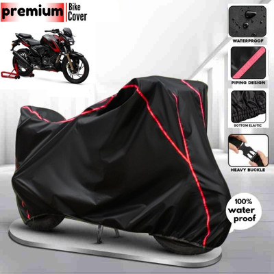 OliverX Waterproof Two Wheeler Cover for TVS(Apache RTR 200 4V, Black, Red)