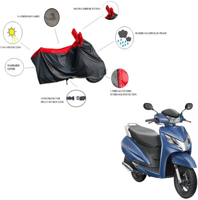 RiderShine Waterproof Two Wheeler Cover for Honda(Activa 125, Black, Red)