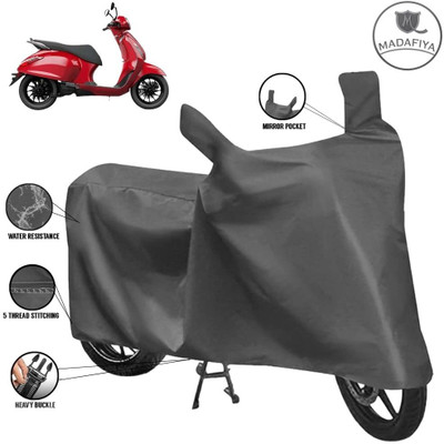 MADAFIYA Waterproof Two Wheeler Cover for Bajaj(Urbanite Chetak, Grey)