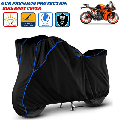 Delphinium Waterproof Two Wheeler Cover for KTM(RC 200, Black, Blue)