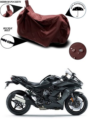 Genipap Waterproof Two Wheeler Cover for Kawasaki(Ninja H2 SX, Maroon)