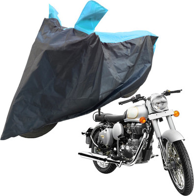RiderShine Two Wheeler Cover for Royal Enfield(Classic 350, Blue, Black)
