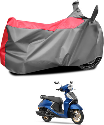 CODOKI Waterproof Two Wheeler Cover for Yamaha(Fascino 125 FI, Grey, Red)