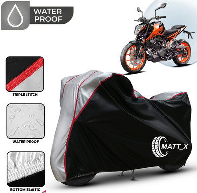 MATT_X Waterproof Two Wheeler Cover for KTM(Duke 200, Black, Silver)