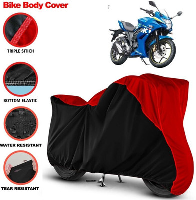 Grizzly Waterproof Two Wheeler Cover for Suzuki(Gixxer SF, Black, Red)
