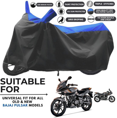 ZAQE Two Wheeler Cover for Bajaj(Pulsar 180F BS6, Black, Blue)