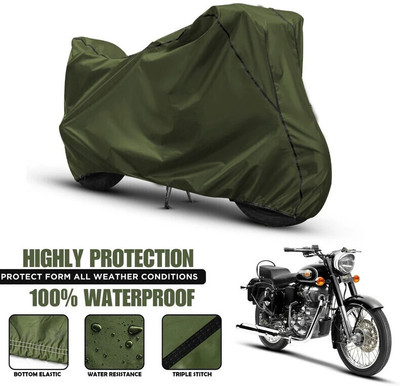 OliverX Waterproof Two Wheeler Cover for Royal Enfield(Bullet, Green, Black)