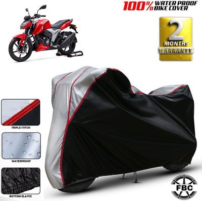 FBC Waterproof Two Wheeler Cover for TVS(Apache, Black, Silver)