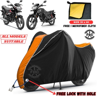 FBC Waterproof Two Wheeler Cover for Honda(Shine, Black, Orange)