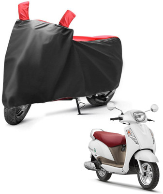 sowelar Waterproof Two Wheeler Cover for Suzuki(Access, Black, Red)