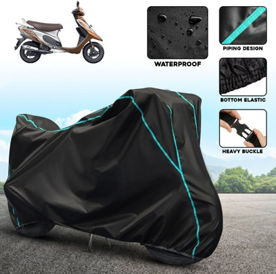 AUTOCAD Waterproof Two Wheeler Cover for TVS(Scooty Pep Plus, Black, Blue)