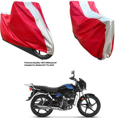 AutoGalaxy Waterproof Two Wheeler Cover for Hero(Splendor Plus, Silver, Red)