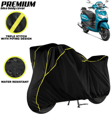 kerwa Waterproof Two Wheeler Cover for Hero(Pleasure Plus, Black, Yellow)