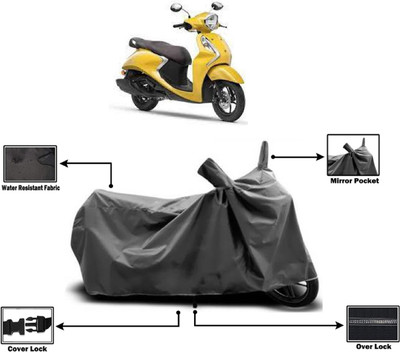Amexride Two Wheeler Cover for Yamaha(Fascino BS6, Grey)