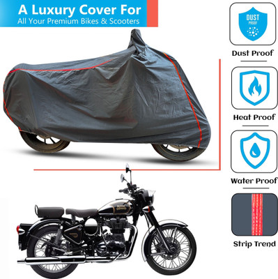 FAMEXON Waterproof Two Wheeler Cover for Royal Enfield(Classic Chrome, Grey)