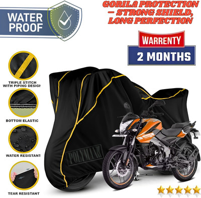 POLYMAXX Waterproof Two Wheeler Cover for Bajaj(Pulsar 125, Black, Yellow)