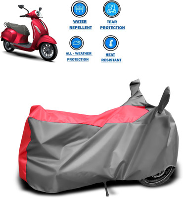 DeepShakshi AUTOMOTIVE Waterproof Two Wheeler Cover for Bajaj(Chetak, Red, Grey)