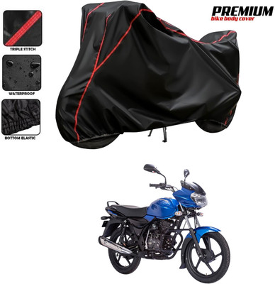 DeepShakshi AUTOMOTIVE Two Wheeler Cover for Bajaj(Discover 100 DTS-i, Black, Red)