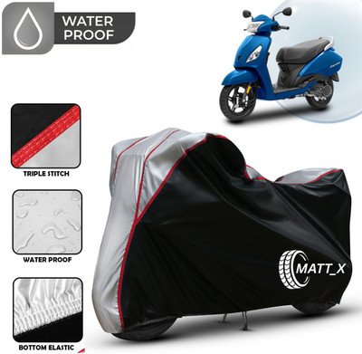MATT_X Waterproof Two Wheeler Cover for TVS(Jupiter, Black, Silver)