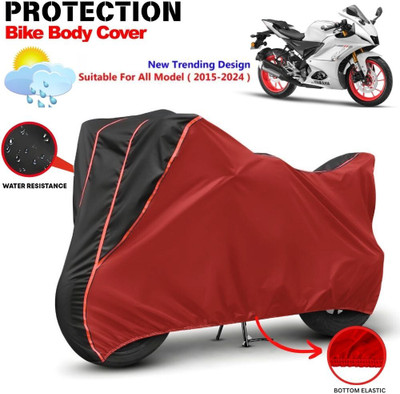 CABRY Waterproof Two Wheeler Cover for Yamaha(R15 V3, Red, Black)