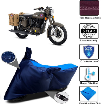 MISSION COLLECTION Waterproof Two Wheeler Cover for Royal Enfield(Classic 500, Blue)