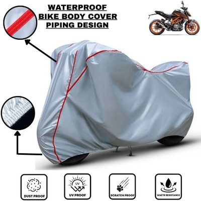 LE PRA Waterproof Two Wheeler Cover for KTM(250 Duke, Silver, Red)