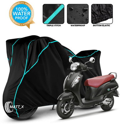 MATT_X Waterproof Two Wheeler Cover for Suzuki(Access 125, Black, Blue)