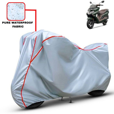 Delphinium Waterproof Two Wheeler Cover for Suzuki(Burgman Street, Silver, Red)