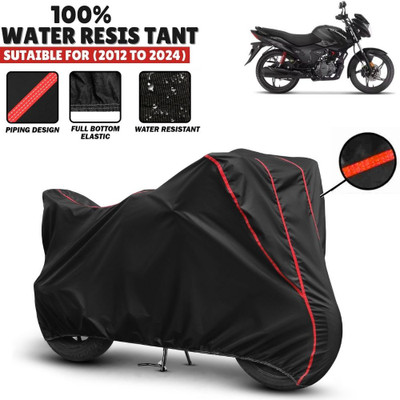 Mwiss Waterproof Two Wheeler Cover for Hero(Glamour, Black, Red)