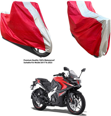AutoGalaxy Waterproof Two Wheeler Cover for Bajaj(Pulsar RS200 BS6, Silver, Red)