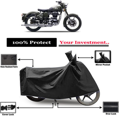 Amexride Two Wheeler Cover for Royal Enfield(Battle Green, Black)
