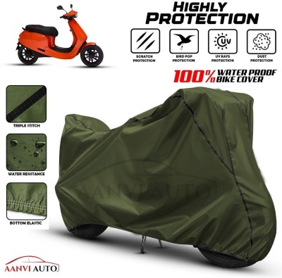 Aanvi Auto Waterproof Two Wheeler Cover for Ola(Scooty, Green, Black)