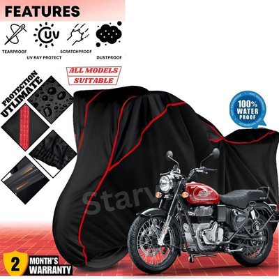 OliverX Waterproof Two Wheeler Cover for Royal Enfield(Bullet, Black, Red)