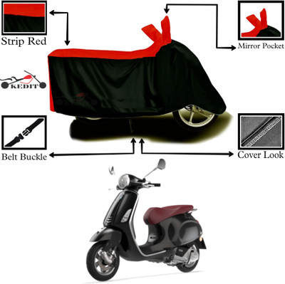 AASHTIK MART Two Wheeler Cover for Vespa(Vespa VXL 125, Red, Black)