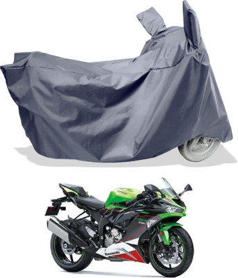 Amexride Two Wheeler Cover for Kawasaki(Ninja ZX-6R BS6, Grey)