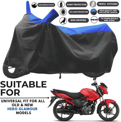 MADAFIYA Two Wheeler Cover for Hero(Glamour BS6, Black, Blue)