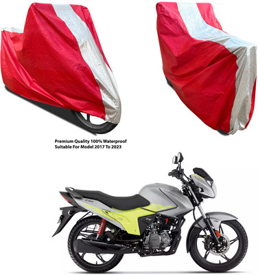 AutoGalaxy Waterproof Two Wheeler Cover for Hero(Glamour Blaze, Silver, Red)