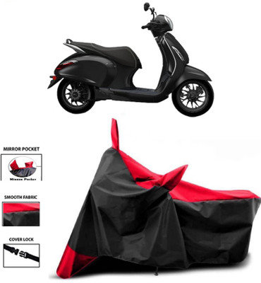 WMIZEXA Two Wheeler Cover for Bajaj(Chetak, Red, Black)